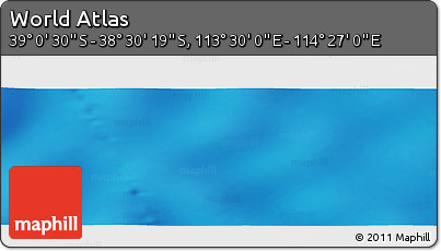 Physical Panoramic Map of the Area around 38° 45' 25" S, 113° 58' 29" E