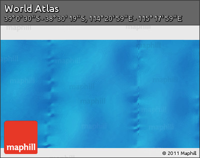 Physical 3D Map of the Area around 38° 45' 25" S, 114° 49' 29" E