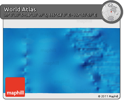 Physical 3D Map of the Area around 38° 45' 25" S, 117° 22' 30" E