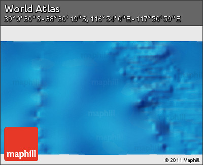 Physical 3D Map of the Area around 38° 45' 25" S, 117° 22' 30" E