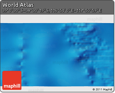 Physical 3D Map of the Area around 38° 45' 25" S, 117° 22' 30" E