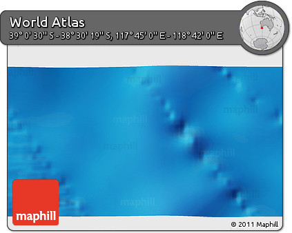 Physical 3D Map of the Area around 38° 45' 25" S, 118° 13' 29" E
