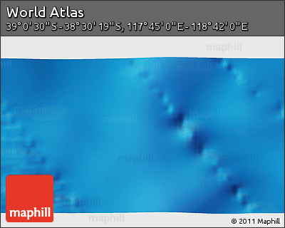 Physical 3D Map of the Area around 38° 45' 25" S, 118° 13' 29" E