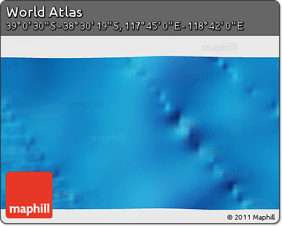 Physical 3D Map of the Area around 38° 45' 25" S, 118° 13' 29" E