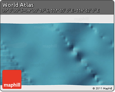 Satellite 3D Map of the Area around 38° 45' 25" S, 118° 13' 29" E