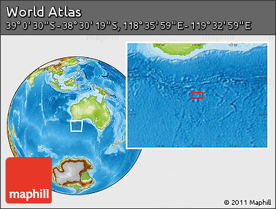 Physical Location Map of the Area around 38° 45' 25" S, 119° 4' 29" E
