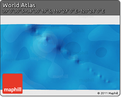 Political 3D Map of the Area around 38° 45' 25" S, 119° 55' 30" E
