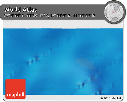 Shaded Relief 3D Map of the Area around 38° 45' 25" S, 11° 7' 30" E