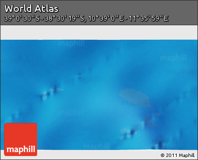 Shaded Relief 3D Map of the Area around 38° 45' 25" S, 11° 7' 30" E