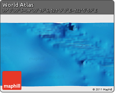 Physical 3D Map of the Area around 38° 45' 25" S, 121° 37' 30" E