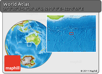 Physical Location Map of the Area around 38° 45' 25" S, 121° 37' 30" E