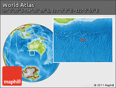 Physical Location Map of the Area around 38° 45' 25" S, 121° 37' 30" E