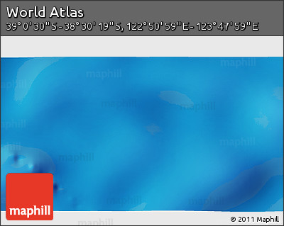 Physical 3D Map of the Area around 38° 45' 25" S, 123° 19' 29" E