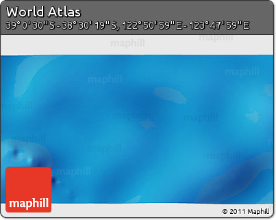 Physical 3D Map of the Area around 38° 45' 25" S, 123° 19' 29" E