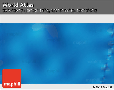 Physical 3D Map of the Area around 38° 45' 25" S, 127° 34' 30" E