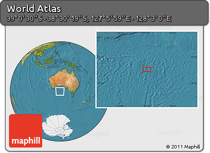 Satellite Location Map of the Area around 38° 45' 25" S, 127° 34' 30" E