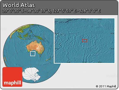 Satellite Location Map of the Area around 38° 45' 25" S, 127° 34' 30" E