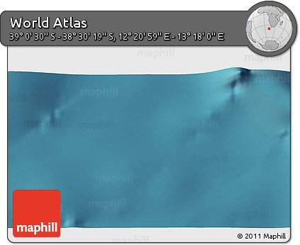 Satellite 3D Map of the Area around 38° 45' 25" S, 12° 49' 29" E