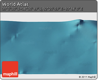Satellite 3D Map of the Area around 38° 45' 25" S, 12° 49' 29" E