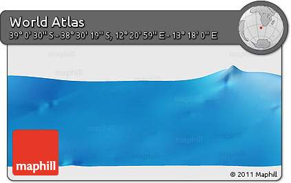 Physical Panoramic Map of the Area around 38° 45' 25" S, 12° 49' 29" E