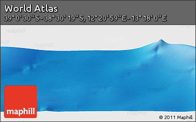 Physical Panoramic Map of the Area around 38° 45' 25" S, 12° 49' 29" E