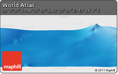 Physical Panoramic Map of the Area around 38° 45' 25" S, 12° 49' 29" E