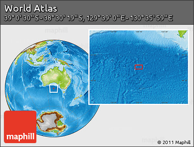Physical Location Map of the Area around 38° 45' 25" S, 130° 7' 30" E