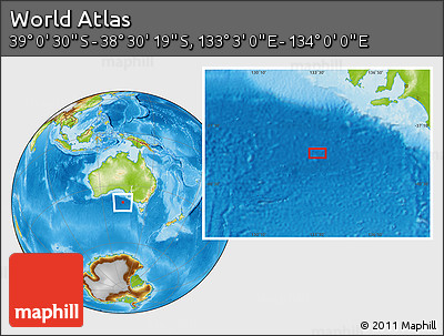 Physical Location Map of the Area around 38° 45' 25" S, 133° 31' 30" E