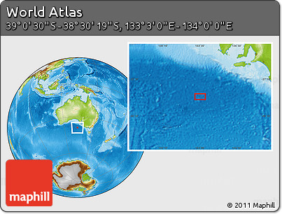 Physical Location Map of the Area around 38° 45' 25" S, 133° 31' 30" E
