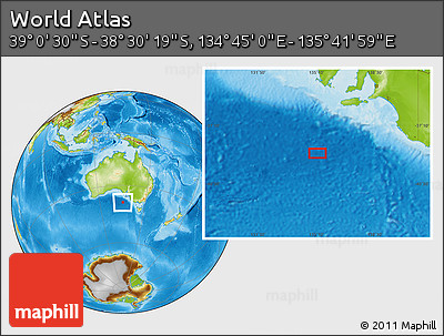 Physical Location Map of the Area around 38° 45' 25" S, 135° 13' 29" E