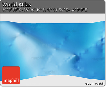 Physical 3D Map of the Area around 38° 45' 25" S, 13° 40' 30" E