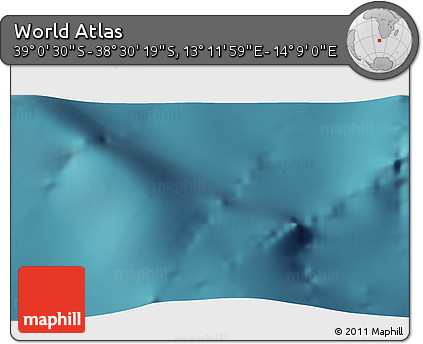 Satellite 3D Map of the Area around 38° 45' 25" S, 13° 40' 30" E