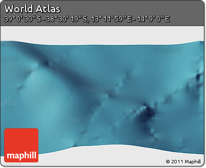 Satellite 3D Map of the Area around 38° 45' 25" S, 13° 40' 30" E