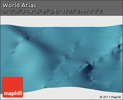 Satellite 3D Map of the Area around 38° 45' 25" S, 13° 40' 30" E