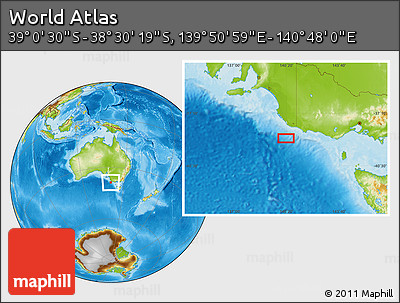 Physical Location Map of the Area around 38° 45' 25" S, 140° 19' 29" E