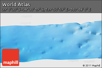 Physical Panoramic Map of the Area around 38° 45' 25" S, 140° 19' 29" E