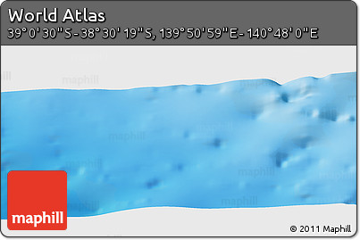 Physical Panoramic Map of the Area around 38° 45' 25" S, 140° 19' 29" E