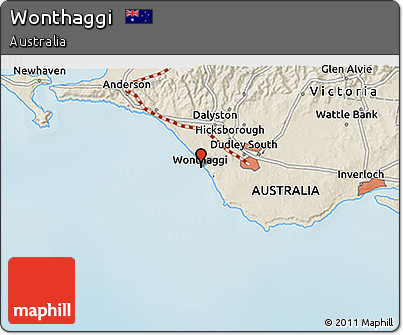 Shaded Relief 3D Map of Wonthaggi