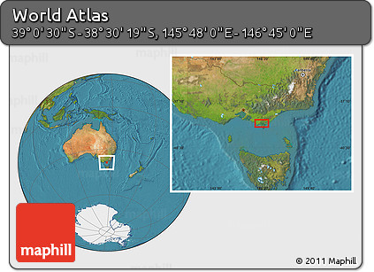 Satellite Location Map of the Area around 38° 45' 25" S, 146° 16' 30" E