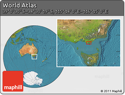 Satellite Location Map of the Area around 38° 45' 25" S, 146° 16' 30" E