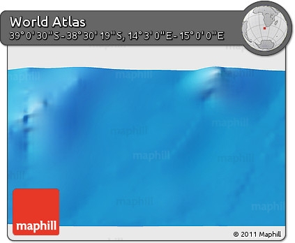 Physical 3D Map of the Area around 38° 45' 25" S, 14° 31' 30" E