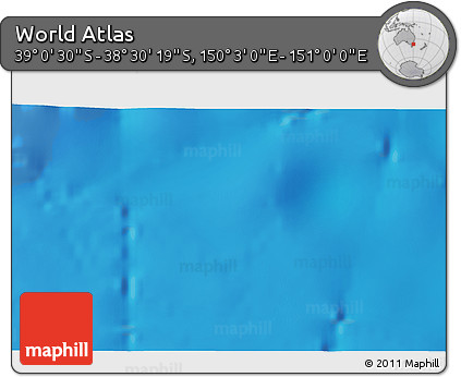 Physical 3D Map of the Area around 38° 45' 25" S, 150° 31' 30" E