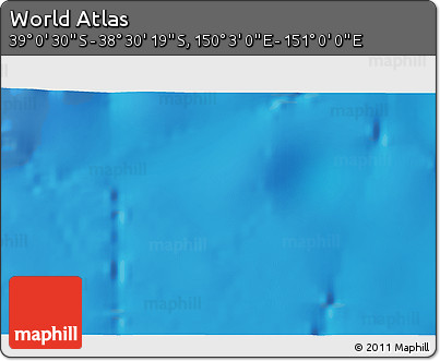 Physical 3D Map of the Area around 38° 45' 25" S, 150° 31' 30" E