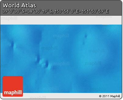Physical 3D Map of the Area around 38° 45' 25" S, 151° 22' 30" E