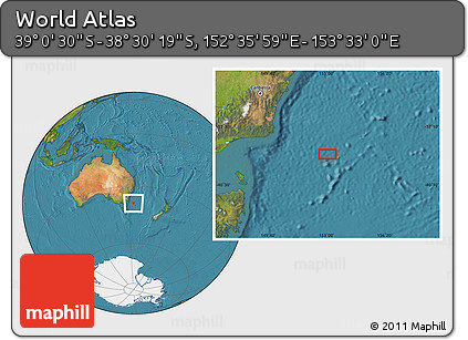 Satellite Location Map of the Area around 38° 45' 25" S, 153° 4' 29" E