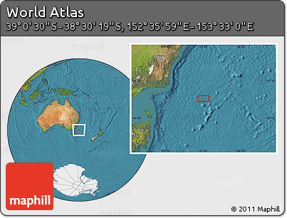 Satellite Location Map of the Area around 38° 45' 25" S, 153° 4' 29" E