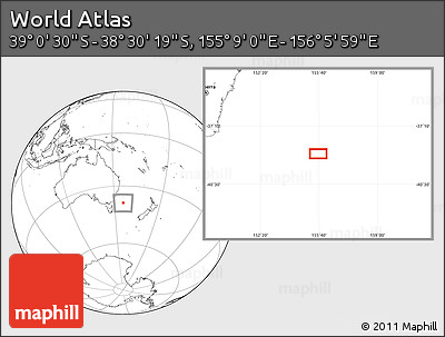 Blank Location Map of the Area around 38° 45' 25" S, 155° 37' 30" E