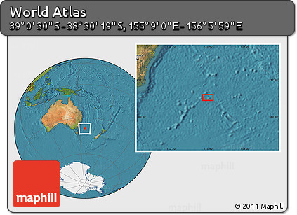 Satellite Location Map of the Area around 38° 45' 25" S, 155° 37' 30" E