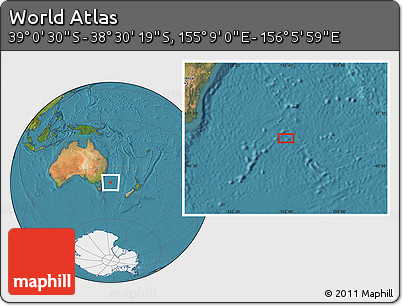 Satellite Location Map of the Area around 38° 45' 25" S, 155° 37' 30" E