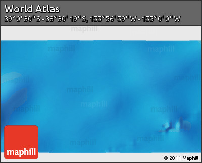 Physical 3D Map of the Area around 38° 45' 25" S, 155° 28' 29" W